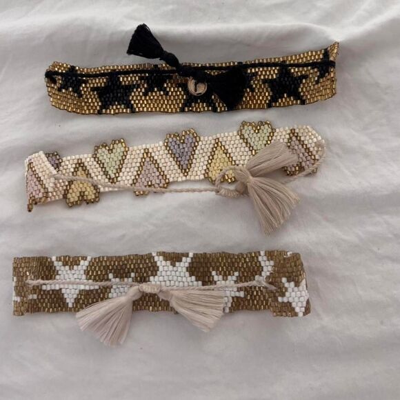 BOUTIQUE Star Heart Beaded Tassel Women's Gold Woven Bracelets - Picture 3 of 3